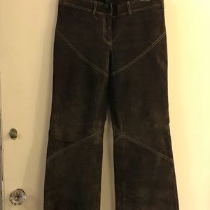 Parallel suede trouser silk lined to knee